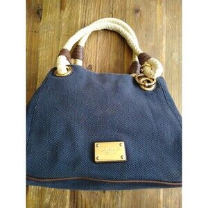 Michael Kors 80s 90s Y2K Designer Nautical Soho Canvas Marina Tote PurseSatchel